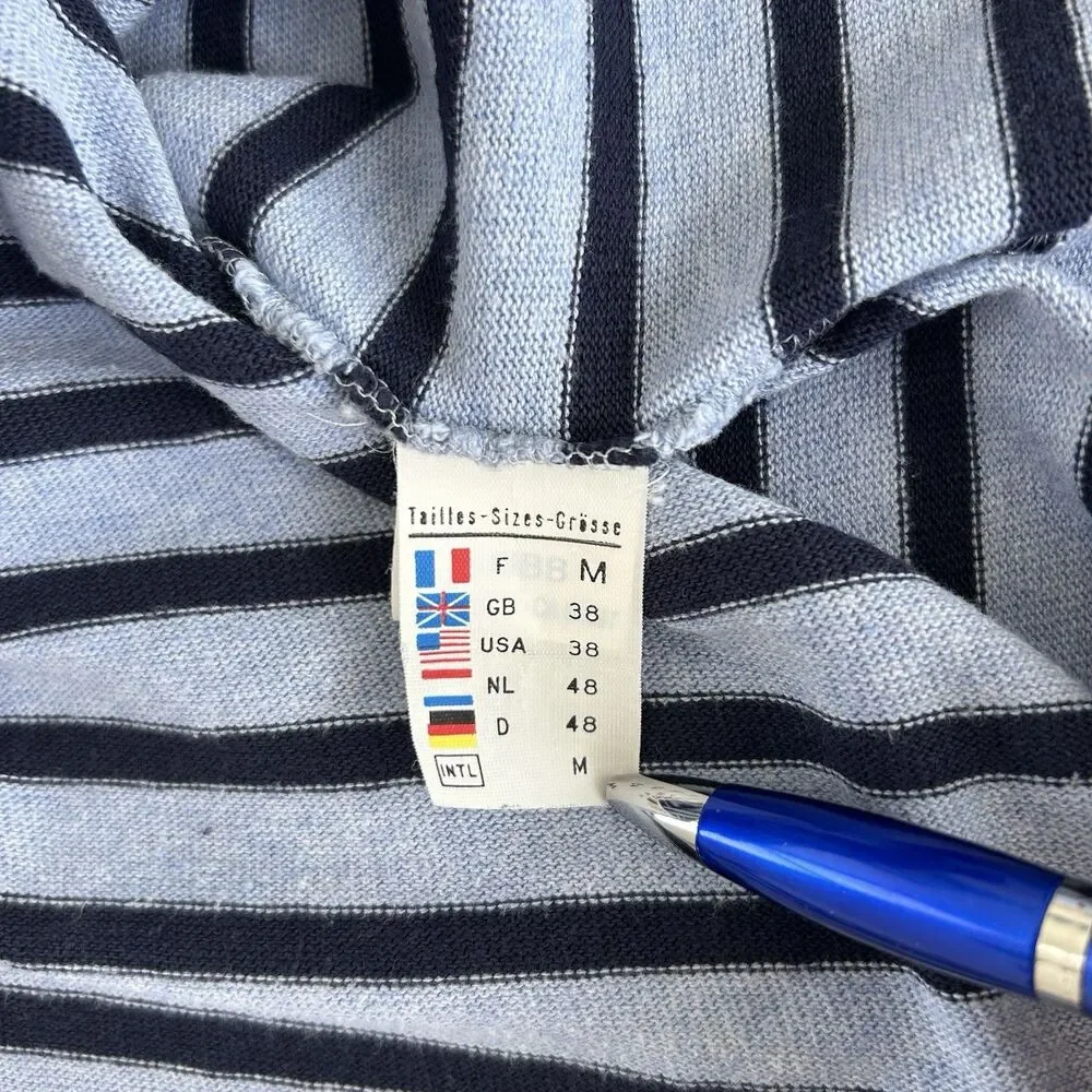 Saint James Top Womens Breton Blue Striped M Boatneck Long Sleeve Preppy France - Picture 6 of 12